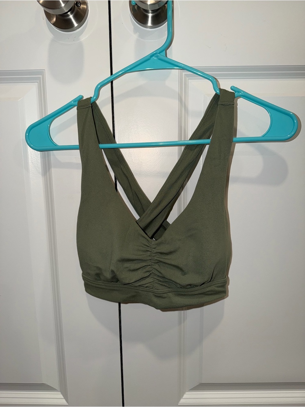 Olive Green Crisscross Sports Bra